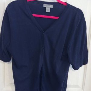 Eddie Bauer Navy Cardigan Short Sleeve M